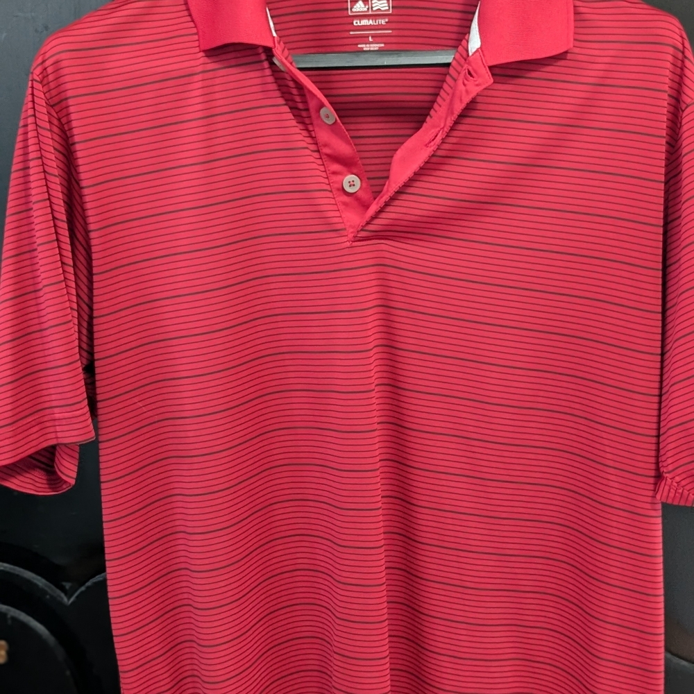 Adidas Red Polo Shirt with Lightweight Fabric and Classic Design